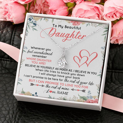 Alluring Beauty Necklace | Personalized To My Beautiful Daughter Necklace From Mom Dad Believe In You Daughter Jewelry Birthday Graduation Christmas Customized Gift Box Message Card | teecentury