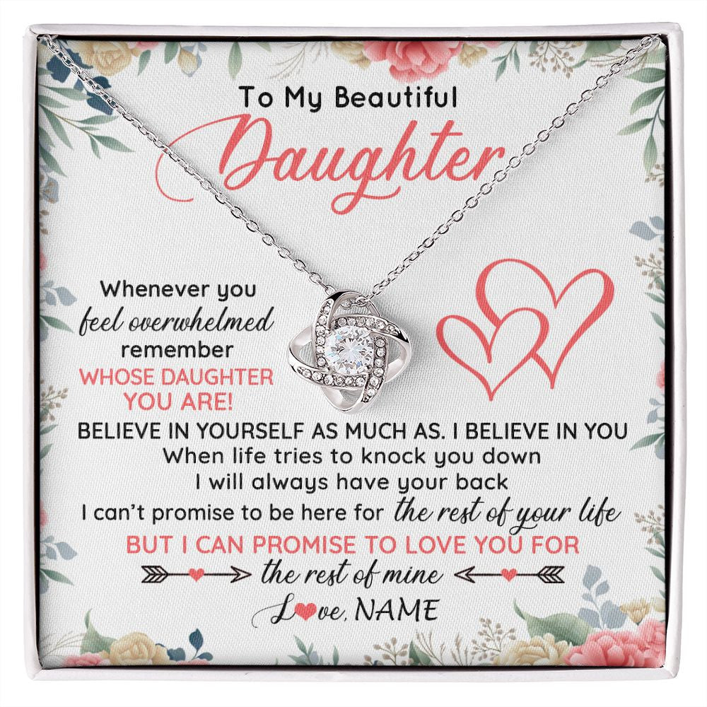 Love Knot Necklace | Personalized To My Beautiful Daughter Necklace From Mom Dad Believe In You Daughter Jewelry Birthday Graduation Christmas Customized Gift Box Message Card | teecentury