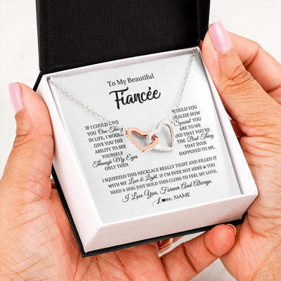 Interlocking Hearts Necklace | Personalized To My Beautiful Fiancee Necklace From Fiance If I Could Give You Fiancee Birthday Anniversary Christmas Jewelry Customized Gift Box Message Card | teecentury
