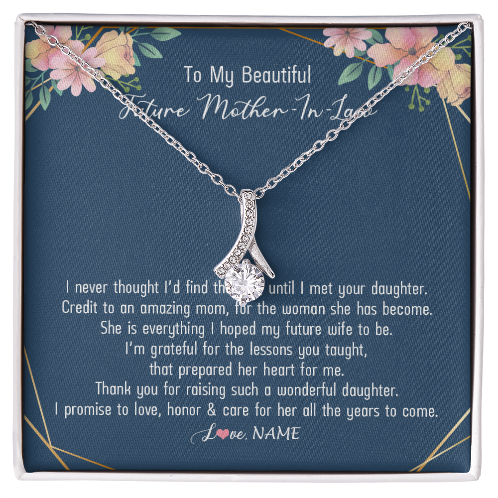 Alluring Beauty Necklace | Personalized To My Beautiful Future Mother In Law Necklace from Son In Law Thank You Mother In Law Jewelry Birthday Wedding Day Customized Box Message Card | teecentury