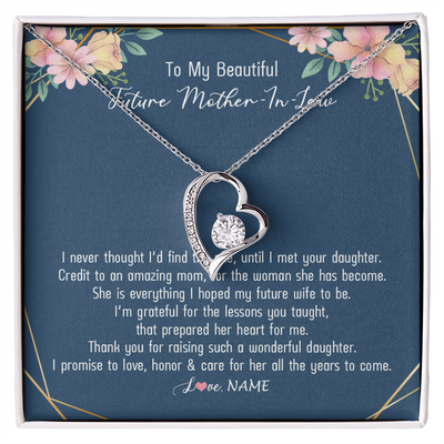 Forever Love Necklace | Personalized To My Beautiful Future Mother In Law Necklace from Son In Law Thank You Mother In Law Jewelry Birthday Wedding Day Customized Box Message Card | teecentury