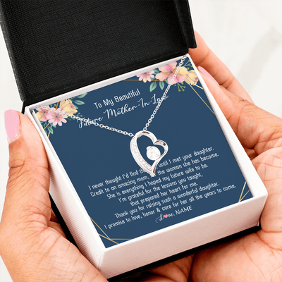 Forever Love Necklace | Personalized To My Beautiful Future Mother In Law Necklace from Son In Law Thank You Mother In Law Jewelry Birthday Wedding Day Customized Box Message Card | teecentury