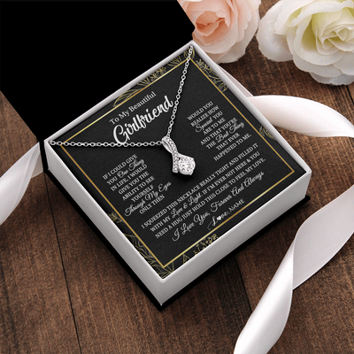 Alluring Beauty Necklace | Personalized To My Beautiful Girlfriend Necklace From Boyfriend Feel My Love For Her Girlfriend Birthday Valentines Day Christmas Customized Message Card | teecentury