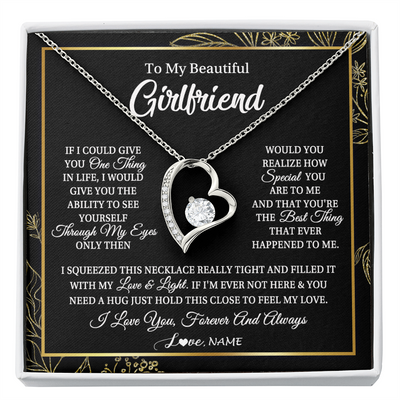 Forever Love Necklace | Personalized To My Beautiful Girlfriend Necklace From Boyfriend Feel My Love For Her Girlfriend Birthday Valentines Day Christmas Customized Message Card | teecentury