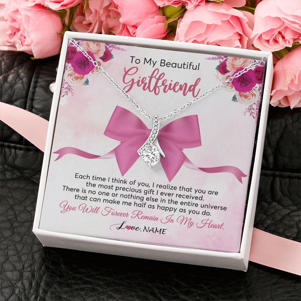 Alluring Beauty Necklace | Personalized To My Beautiful Girlfriend Necklace From Boyfriend Forever In My Heart Girlfriend Birthday Valentines Christmas Customized Gift Box Message Card | teecentury