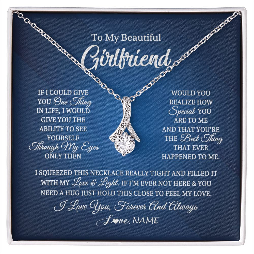Alluring Beauty Necklace | Personalized To My Beautiful Girlfriend Necklace From Boyfriend Hold This Close My Love Girlfriend Birthday Christmas Customized Gift Box Message Card | teecentury