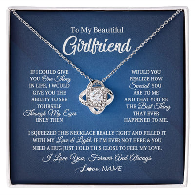 Love Knot Necklace | Personalized To My Beautiful Girlfriend Necklace From Boyfriend Hold This Close My Love Girlfriend Birthday Christmas Customized Gift Box Message Card | teecentury