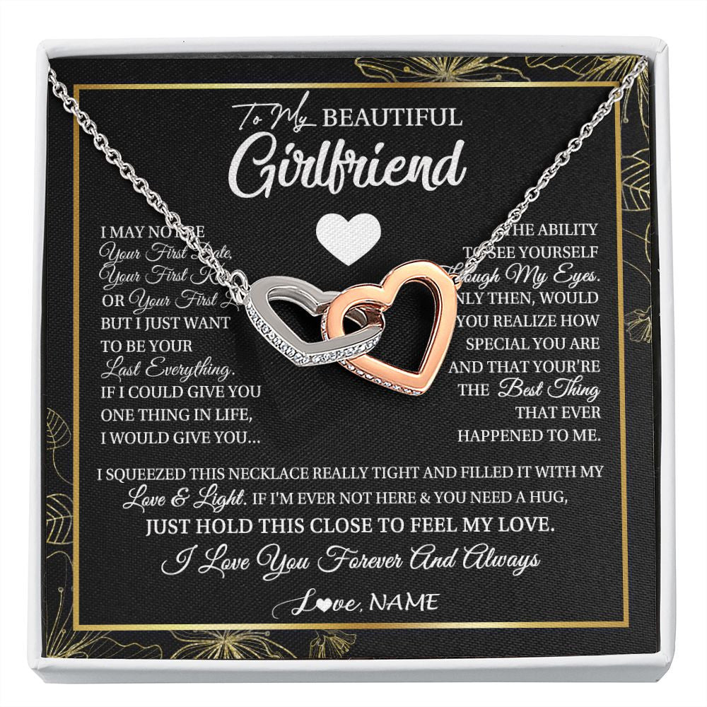 Personalized to My Beautiful Girlfriend Necklace from Boyfriend I May Not Be Your First Day Birthday Christmas Customized Gift Box Message Card