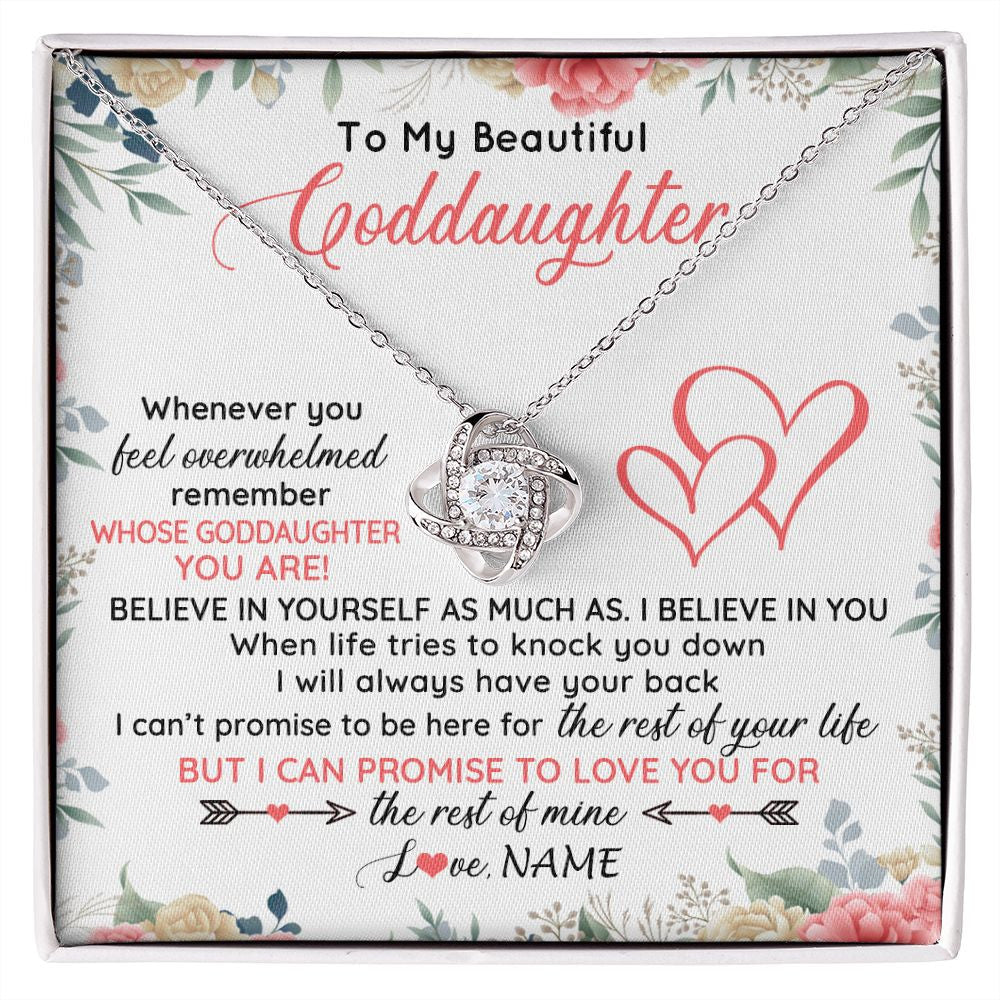 Love Knot Necklace | Personalized To My Beautiful Goddaughter Necklace From Aunt Believe In You Goddaughter Birthday Graduation Christmas Jewelry Customized Gift Box Message Card | teecentury