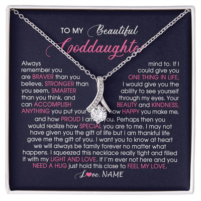 Alluring Beauty Necklace | Personalized To My Beautiful Goddaughter Necklace From Godmother Feel My Love Goddaughter Birthday Graduation Christmas Customized Gift Box Message Card | teecentury