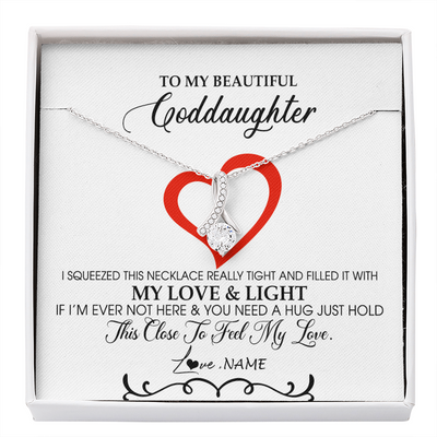 Alluring Beauty Necklace | Personalized To My Beautiful Goddaughter Necklace From Godmother Filled With My Love and Light Goddaughter Jewelry Birthday Christmas Customized Message Card | teecentury
