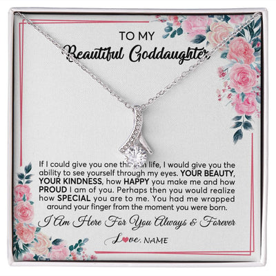 Alluring Beauty Necklace | Personalized To My Beautiful Goddaughter Necklace From Godmother I Am Here For You Floral Goddaughter Birthday Christmas Customized Gift Box Message Card | teecentury