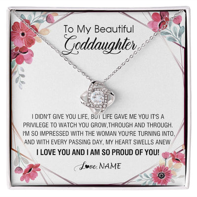 Love Knot Necklace | Personalized To My Beautiful Goddaughter Necklace from Godmother Life Gave Me You Goddaughter Birthday Graduation Christmas Customized Gift Box Message Card | teecentury