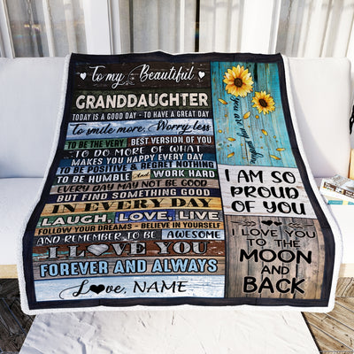 Personalized To My Beautiful Granddaughter Blanket From Grandma Nana Today Is A Good Day To Have A Great Day Wood Birthday Christmas Customized Fleece Blanket Blanket | Teecentury.com