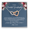 Interlocking Hearts Necklace | Personalized To My Beautiful Granddaughter Necklace From Grandma Braver Stronger Smarter Granddaughter Jewelry Birthday Christmas Customized Message Card | teecentury