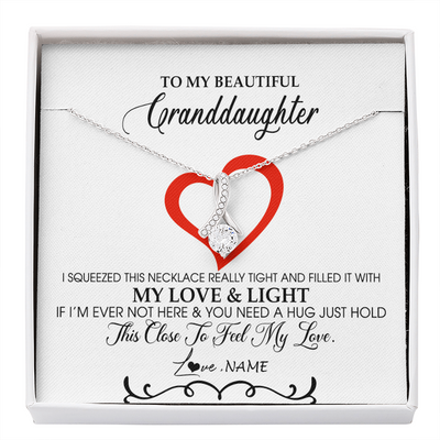 Alluring Beauty Necklace | Personalized To My Beautiful Granddaughter Necklace From Grandma Filled With My Love and Light Granddaughter Jewelry Birthday Christmas Customized Message Card | teecentury