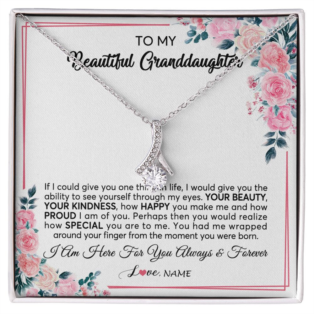 Alluring Beauty Necklace | Personalized To My Beautiful Granddaughter Necklace From Grandma I Am Here For You Floral Granddaughter Birthday Christmas Customized Gift Box Message Card | teecentury