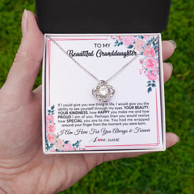 Love Knot Necklace | Personalized To My Beautiful Granddaughter Necklace From Grandma I Am Here For You Floral Granddaughter Birthday Christmas Customized Gift Box Message Card | teecentury