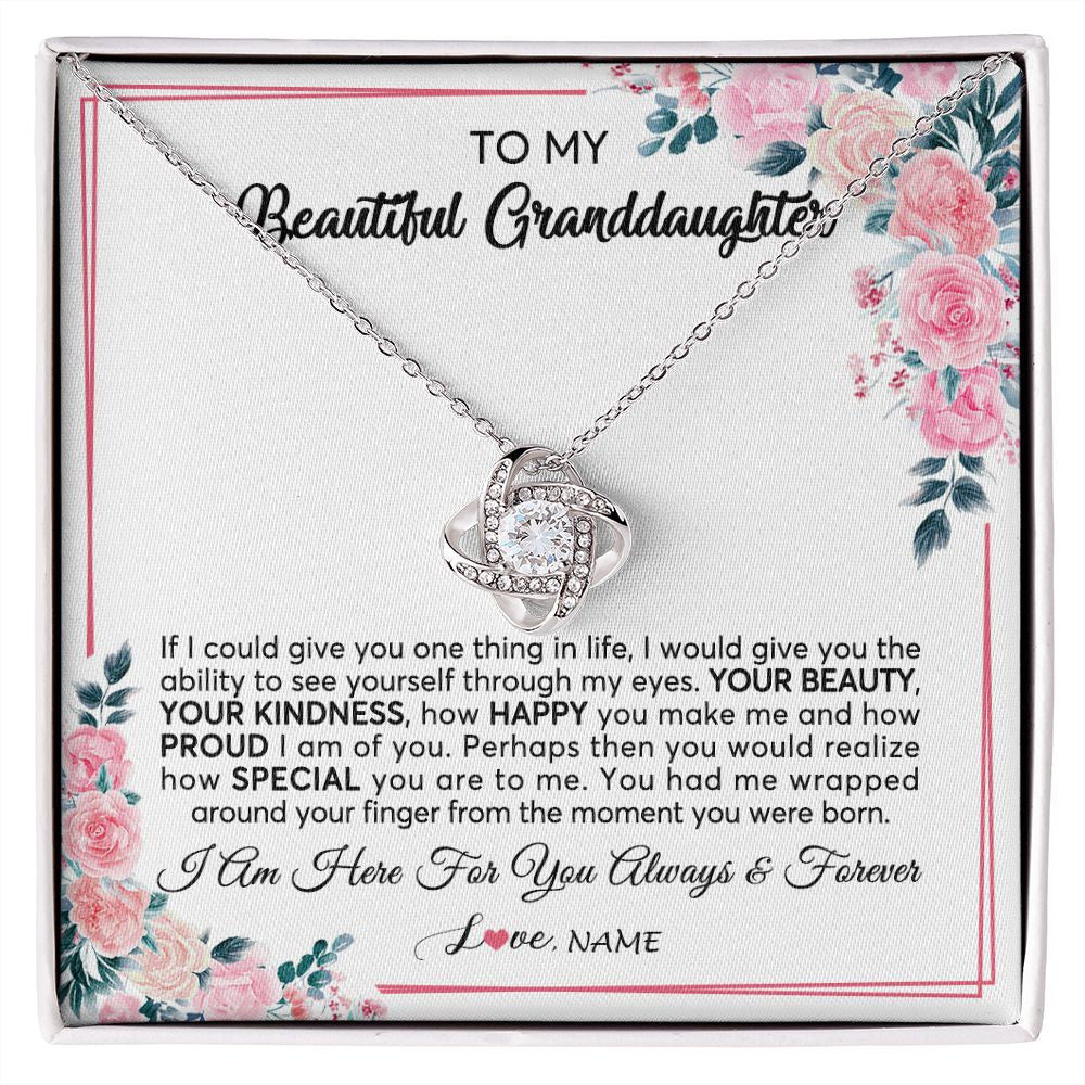Love Knot Necklace | Personalized To My Beautiful Granddaughter Necklace From Grandma I Am Here For You Floral Granddaughter Birthday Christmas Customized Gift Box Message Card | teecentury