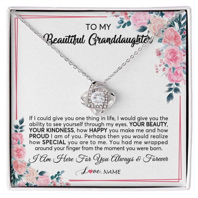 Love Knot Necklace | Personalized To My Beautiful Granddaughter Necklace From Grandma I Am Here For You Floral Granddaughter Birthday Christmas Customized Gift Box Message Card | teecentury