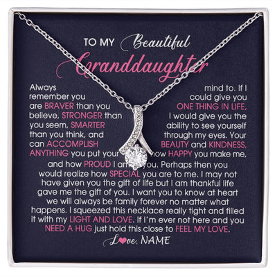Alluring Beauty Necklace | Personalized To My Beautiful Granddaughter Necklace From Grandma Nana Feel My Love Granddaughter Birthday Graduation Christmas Customized Gift Box Message Card | teecentury