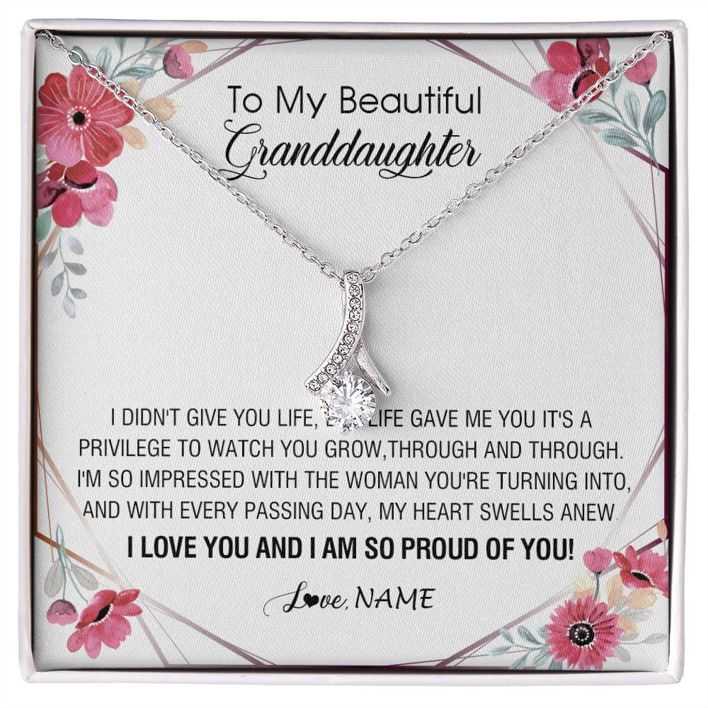 Alluring Beauty Necklace | Personalized To My Beautiful Granddaughter Necklace from Grandma Life Gave Me You Granddaughter Birthday Graduation Christmas Customized Gift Box Message Card | teecentury