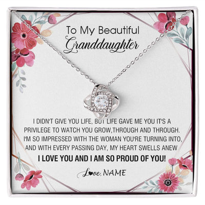 Love Knot Necklace | Personalized To My Beautiful Granddaughter Necklace from Grandma Life Gave Me You Granddaughter Birthday Graduation Christmas Customized Gift Box Message Card | teecentury