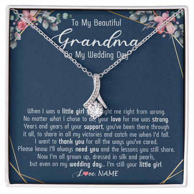 Alluring Beauty Necklace | Personalized To My Beautiful Grandma Necklace From Granddaughter On My Wedding Day Grandma Of The Bride From Granddaughter Customized Gift Box Message Card | teecentury