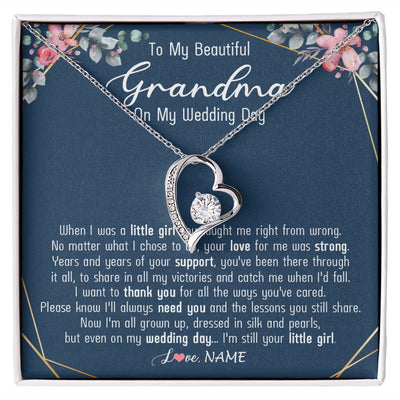 Forever Love Necklace | Personalized To My Beautiful Grandma Necklace From Granddaughter On My Wedding Day Grandma Of The Bride From Granddaughter Customized Gift Box Message Card | teecentury
