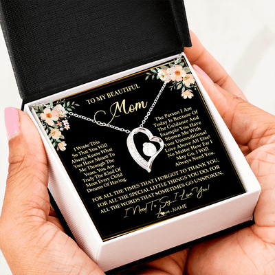 Forever Love Necklace | Personalized To My Beautiful Mom Necklace from Daughter Son I Need to Say I Love You Mom Birthday Mother's Day Pendant Jewelry Customized Gift Box Message Card | teecentury