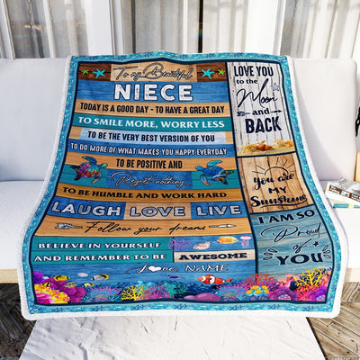 Personalized To My Beautiful Niece Blanket from Aunt Uncle Sea Ocean Today Is A Good Day To Have A Great Day Birthday Christmas Customized Fleece Blanket Blanket | Teecentury.com