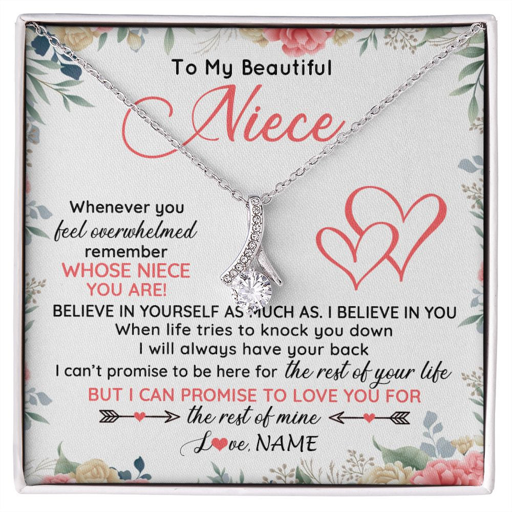 Alluring Beauty Necklace | Personalized To My Beautiful Niece Necklace From Aunt Uncle Auntie Believe In You Niece Birthday Graduation Christmas Jewelry Customized Gift Box Message Card | teecentury