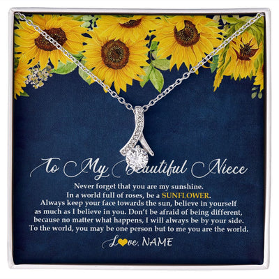 Alluring Beauty Necklace | Personalized To My Beautiful Niece Necklace From Aunt Uncle Be A Sunflower My Sunshine Niece Jewelry Birthday Christmas Customized Gift Box Message Card | teecentury