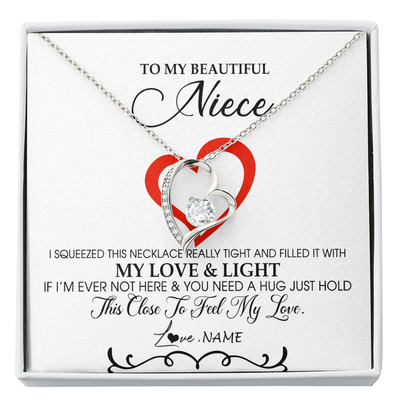 Forever Love Necklace | Personalized To My Beautiful Niece Necklace From Aunt Uncle Filled With My Love and Light Niece Pendant Jewelry Birthday Christmas Customized Message Card | teecentury