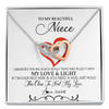 Interlocking Hearts Necklace | Personalized To My Beautiful Niece Necklace From Aunt Uncle Filled With My Love and Light Niece Pendant Jewelry Birthday Christmas Customized Message Card | teecentury