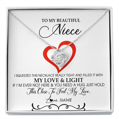 Love Knot Necklace | Personalized To My Beautiful Niece Necklace From Aunt Uncle Filled With My Love and Light Niece Pendant Jewelry Birthday Christmas Customized Message Card | teecentury