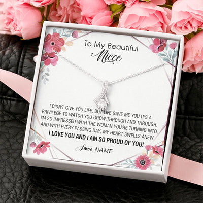 Alluring Beauty Necklace | Personalized To My Beautiful Niece Necklace from Aunt Auntie Life Gave Me You Niece Birthday Thanksgiving Graduation Christmas Customized Gift Box Message Card | teecentury