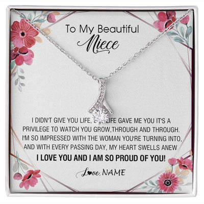 Alluring Beauty Necklace | Personalized To My Beautiful Niece Necklace from Aunt Auntie Life Gave Me You Niece Birthday Thanksgiving Graduation Christmas Customized Gift Box Message Card | teecentury