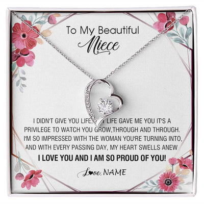 Forever Love Necklace | Personalized To My Beautiful Niece Necklace from Aunt Auntie Life Gave Me You Niece Birthday Thanksgiving Graduation Christmas Customized Gift Box Message Card | teecentury