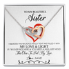 Interlocking Hearts Necklace | Personalized To My Beautiful Sister Necklace From Sister Brother Filled With My Love and Light Sister Pendant Jewelry Birthday Christmas Customized Message Card | teecentury