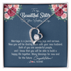 Forever Love Necklace | Personalized To My Beautiful Sister Necklace On Her Wedding Day Congratulations Jewelry Sister Birthday Anniversary Christmas Customized Gift Box Message Card | teecentury