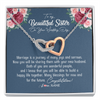 Interlocking Hearts Necklace | Personalized To My Beautiful Sister Necklace On Her Wedding Day Congratulations Jewelry Sister Birthday Anniversary Christmas Customized Gift Box Message Card | teecentury