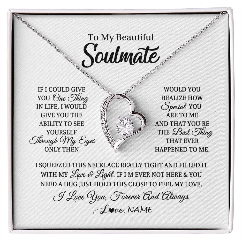 Forever Love Necklace | Personalized To My Beautiful Soulmate Necklace From Husband If I Could Give You Future Wife Birthday Anniversary Christmas Customized Gift Box Message Card | teecentury