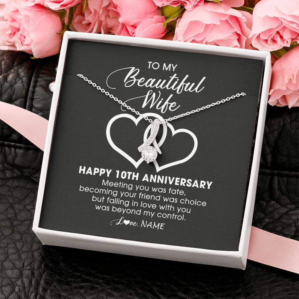 Alluring Beauty Necklace | Personalized To My Beautiful Wife Necklace From Husband 10 Years Wedding Anniversary For Her Married 10th Anniversary For Her Customized Gift Box Message | teecentury
