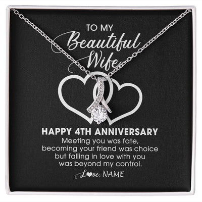 Alluring Beauty Necklace | Personalized To My Beautiful Wife Necklace From Husband 4 Years Wedding Anniversary For Her Married 4th Anniversary For Her Customized Gift Box Message | teecentury