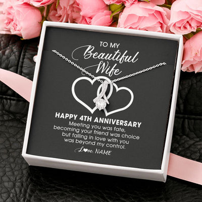 Alluring Beauty Necklace | Personalized To My Beautiful Wife Necklace From Husband 4 Years Wedding Anniversary For Her Married 4th Anniversary For Her Customized Gift Box Message | teecentury