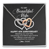 Interlocking Hearts Necklace | Personalized To My Beautiful Wife Necklace From Husband 4 Years Wedding Anniversary For Her Married 4th Anniversary For Her Customized Gift Box Message | teecentury