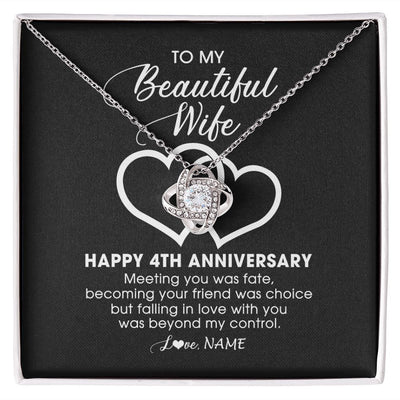 Love Knot Necklace | Personalized To My Beautiful Wife Necklace From Husband 4 Years Wedding Anniversary For Her Married 4th Anniversary For Her Customized Gift Box Message | teecentury