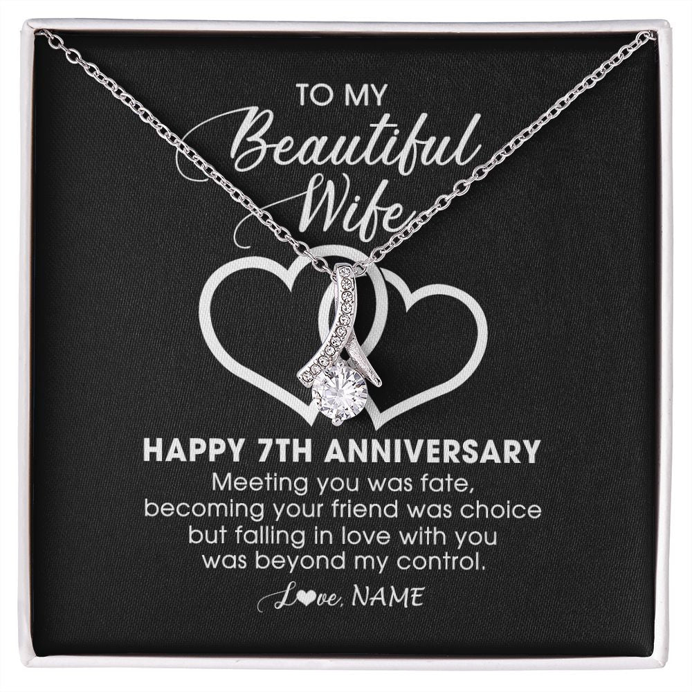 Alluring Beauty Necklace | Personalized To My Beautiful Wife Necklace From Husband 7 Years Wedding Anniversary For Her Married 7th Anniversary For Her Customized Gift Box Message | teecentury