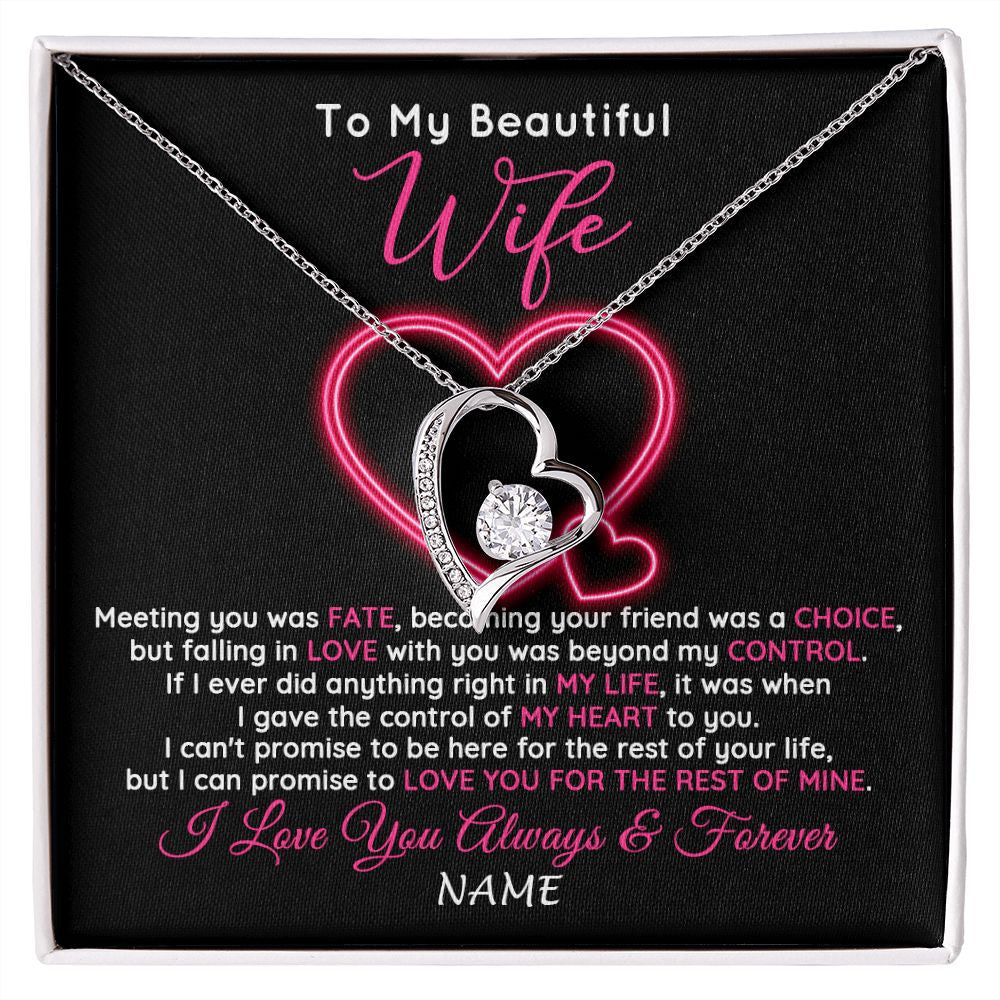 Forever Love Necklace | Personalized To My Beautiful Wife Necklace From Husband Falling In Love Wife Birthday Anniversary Wedding Valentines Day Customized Gift Box Message Card | teecentury